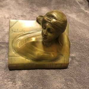 One of a kind vintage brass bookend or door stop